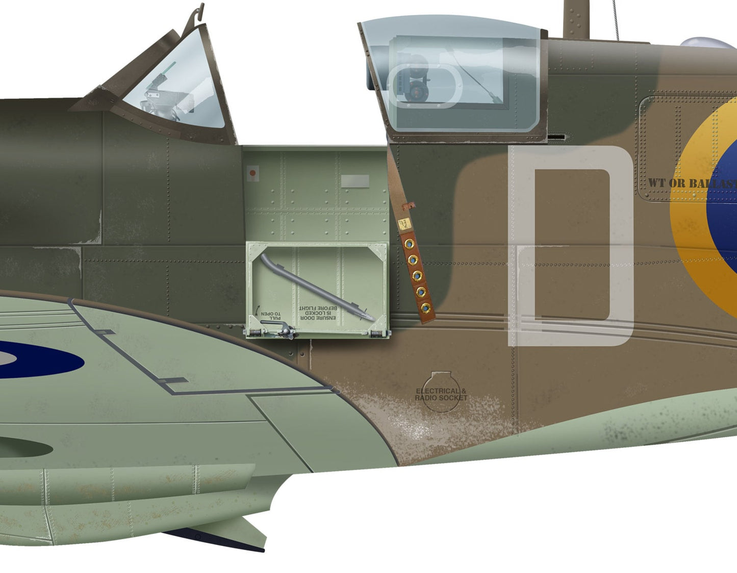 Supermarine Spitfire Vintage Aircraft 1940 Bob Doe Profile Artwork, A5 / A4 Glossy Print of Second World British war airplane