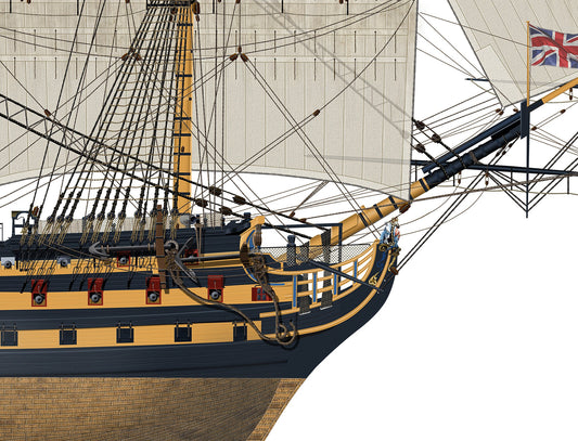 HMS Victory 1805 England Expects Vintage Ship of the line Profile Artwork A5 / A4 Glossy Print of Lord Nelson Trafalgar