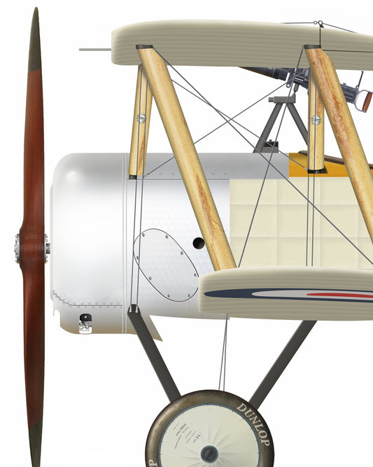 Sopwith Pup 1917 Vintage Aircraft  Profile Artwork, A5 / A4 Glossy Print of First World British war airplane Squadron Commander  Dunning