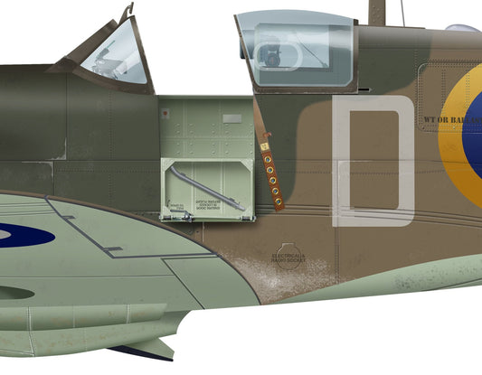 Supermarine Spitfire Vintage Aircraft 1940  Bob Doe Profile Artwork, A5 / A4 Glossy Print of Second World British war airplane