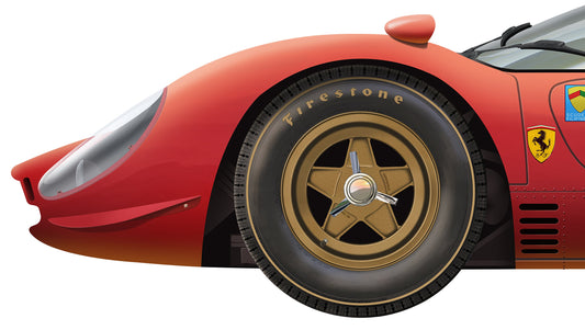 Ferrari 330  Profile Artwork, A3 Print classic racing car